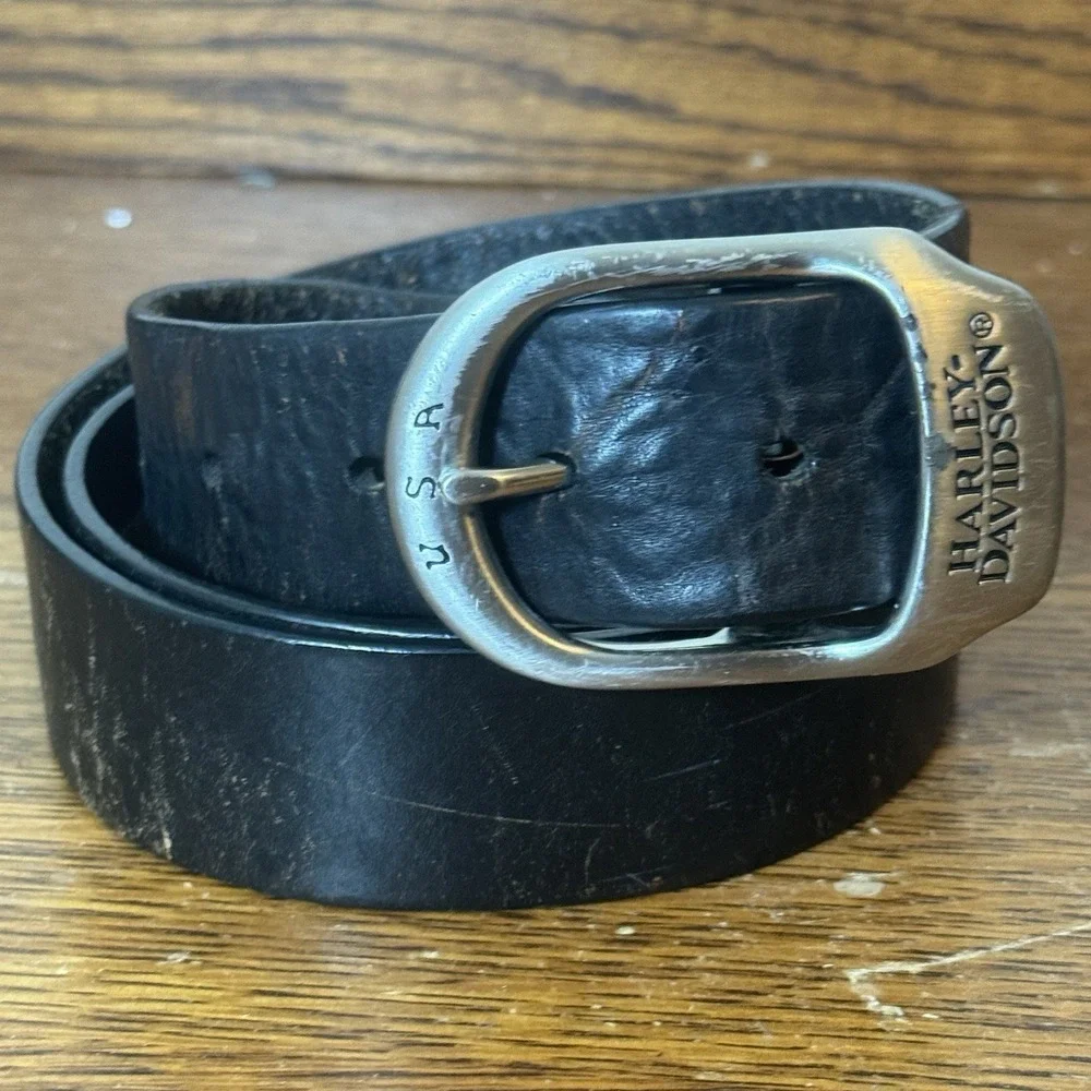 Harley Davidson Belt 38 Black Genuine Leather USA 99542-99VM Motorcycle Biker